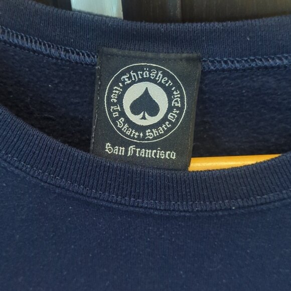 Women's Thrasher Navy Blue Men's Sweatshirt - Size Small Like New - Picture 4 of 5